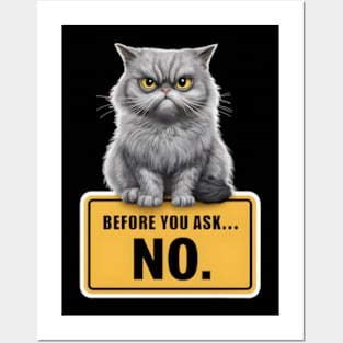 Before You Ask... No Funny Cat Design Posters and Art